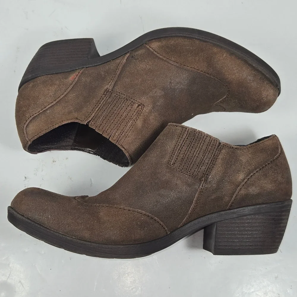 Korks by Kork-Ease Brown‎ Suede Wingtip Shooties Block Heel Ankle Boot  8-8.5